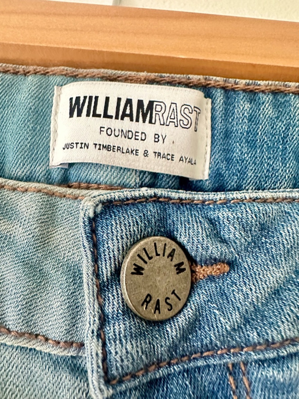 William Rast Light Blue Denim Jeans with Branded Button